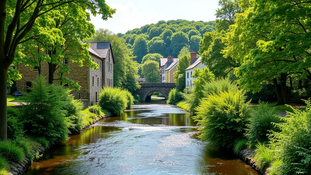 Scenic Avoca River valley with green hills and historic riverside setting