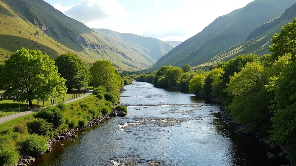 Scenic Wicklow countryside with river and natural landscape